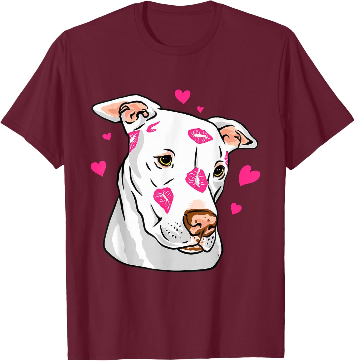 Pitbull Love Design Pitbull Moms Dads T-Shirt - T-Shirt | Maroon