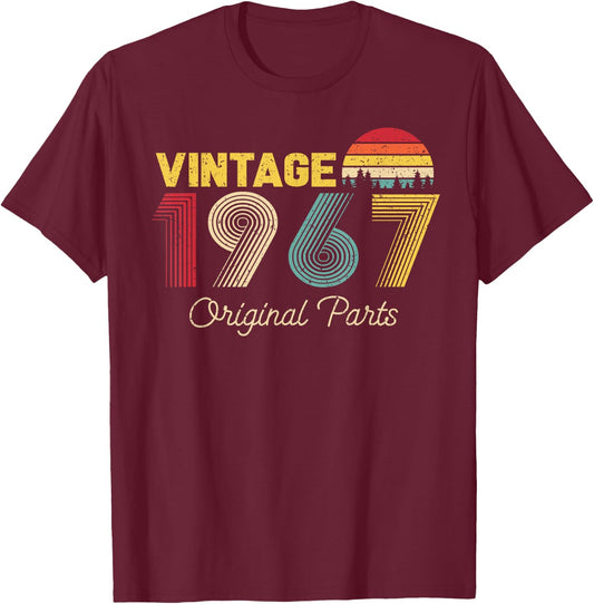 Vintage Original Parts 1967 Cool Men and Women 58th Bday T-Shirt - T-Shirt | Maroon