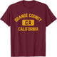 Orange County California Gym Style Distressed Amber Print T-Shirt - T-Shirt | Maroon