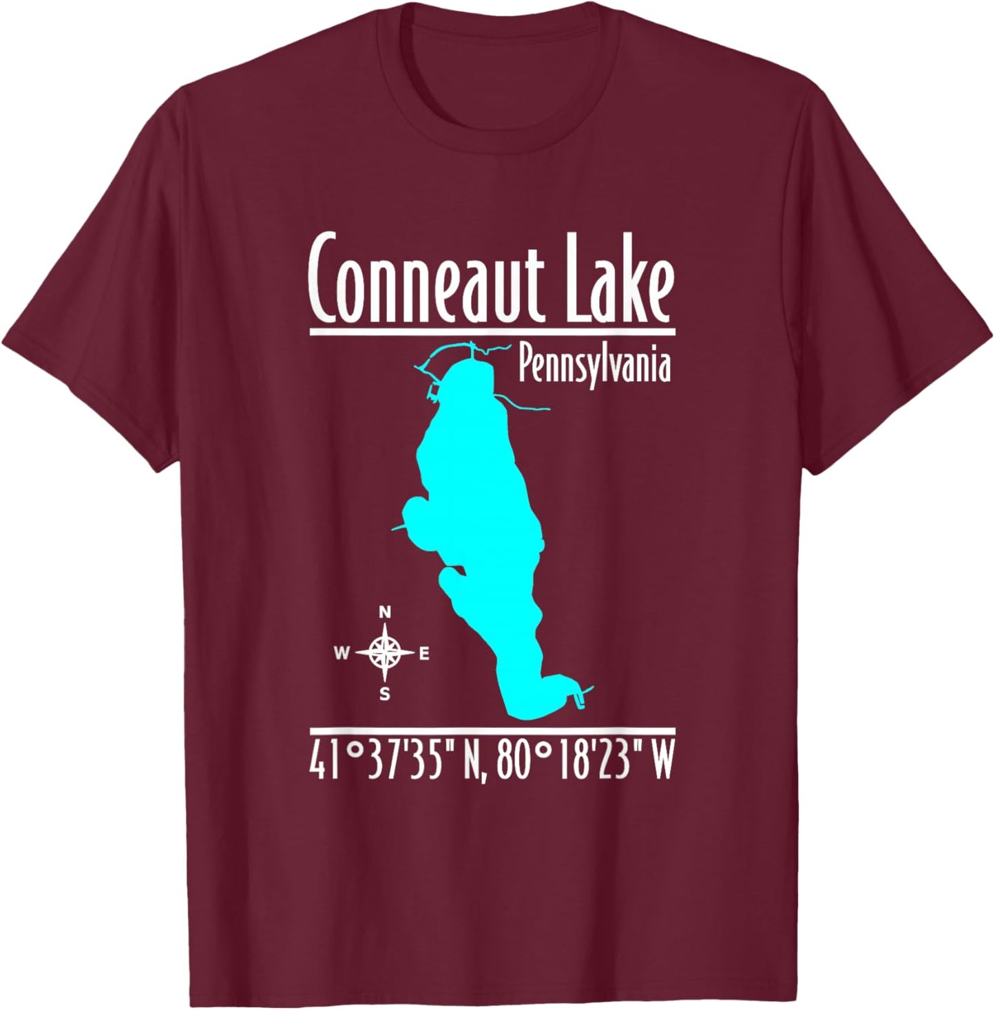 Modern Conneaut Lake - Pennsylvania T-Shirt - T-Shirt | Maroon
