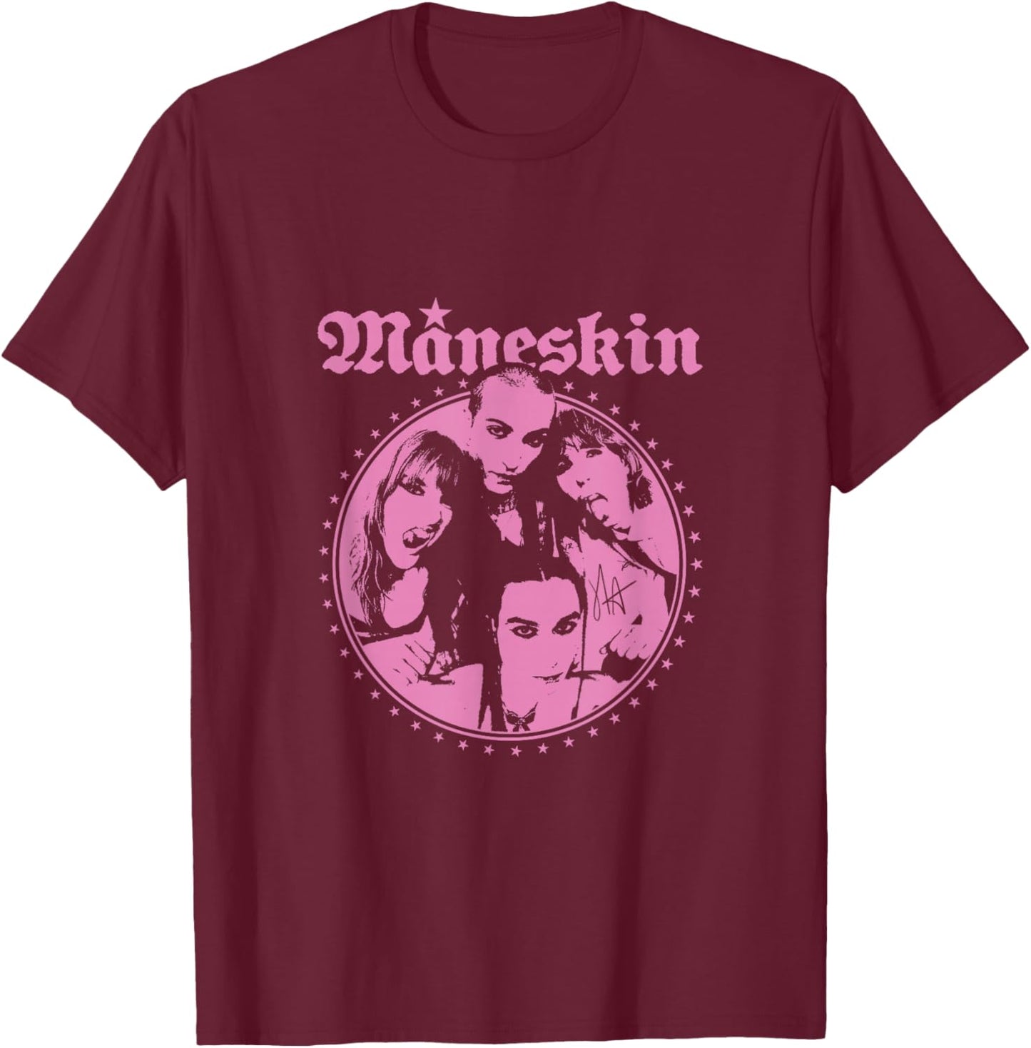 Måneskin Pink Fisheye T-Shirt - T-Shirt | Maroon