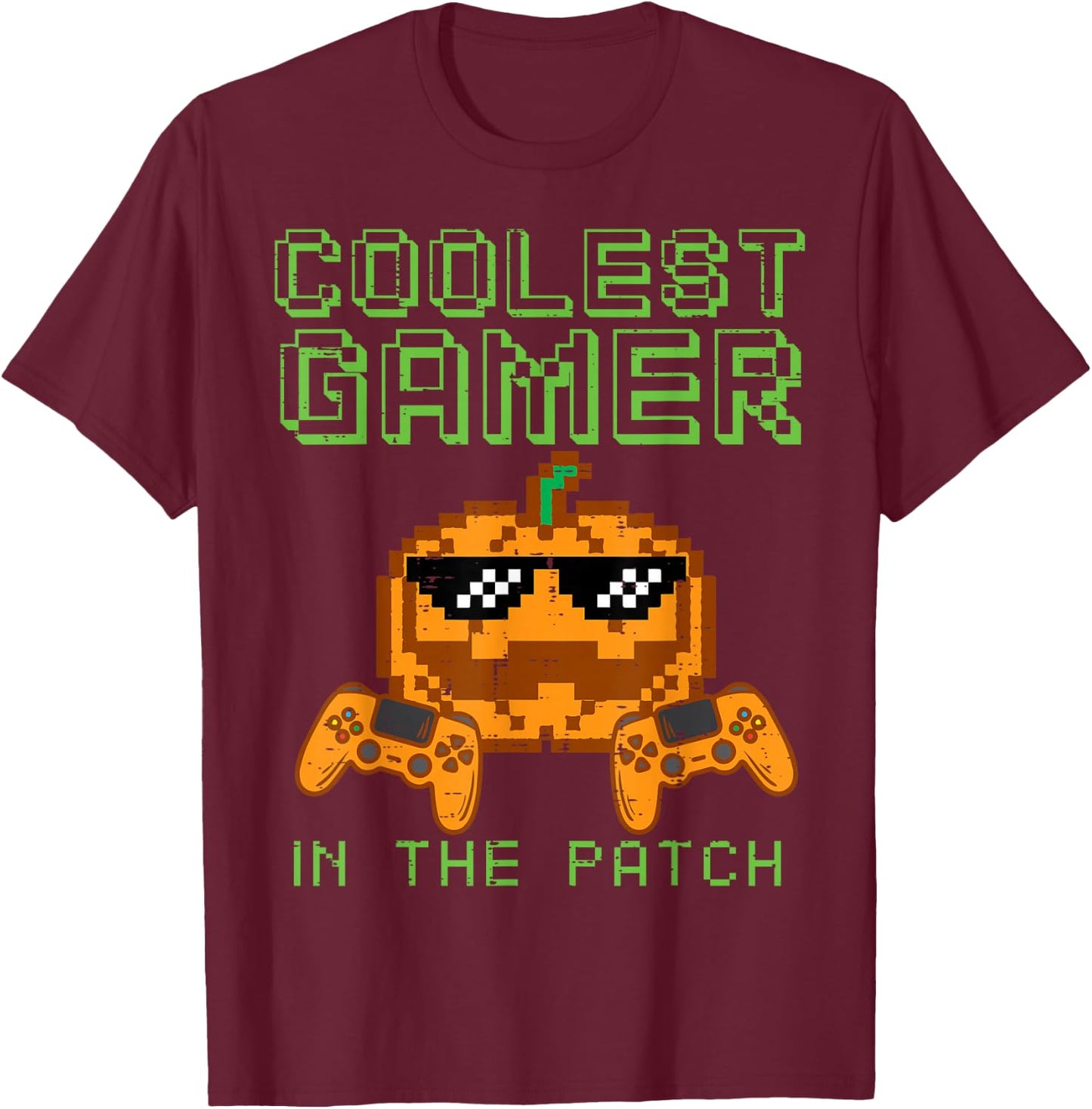 Halloween Coolest Gamer Patch Gaming Costume Men Boys Kids T-Shirt - T-Shirt | Maroon