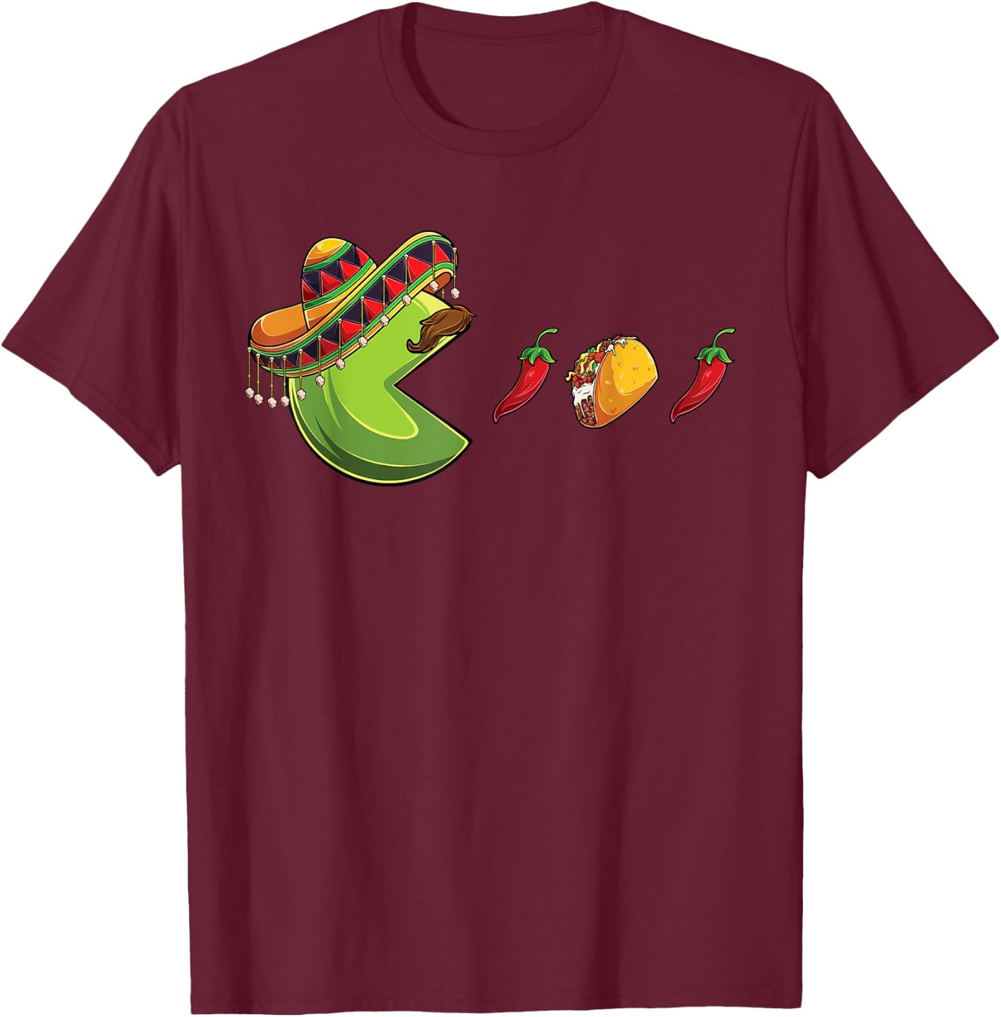 Funny eating Tacos Cinco de Mayo Boys Kids woman Men Mexican T-Shirt - T-Shirt | Maroon