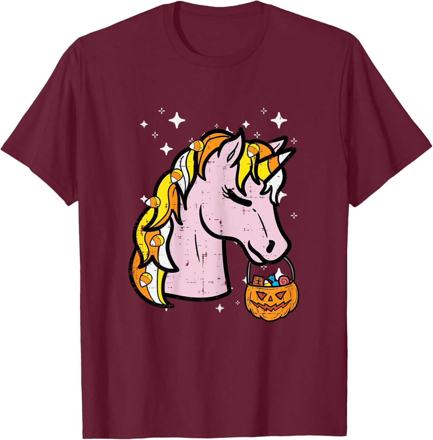 Halloween Unicorn Trick Or Treat Costume Girls Kids Youth T-Shirt - T-Shirt | Maroon
