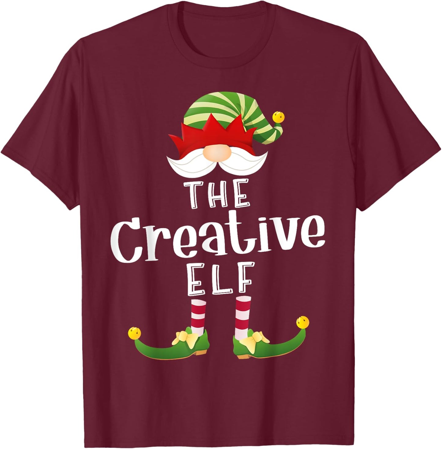 Creative Elf Group Christmas Funny Pajama Party T-Shirt - T-Shirt | Maroon