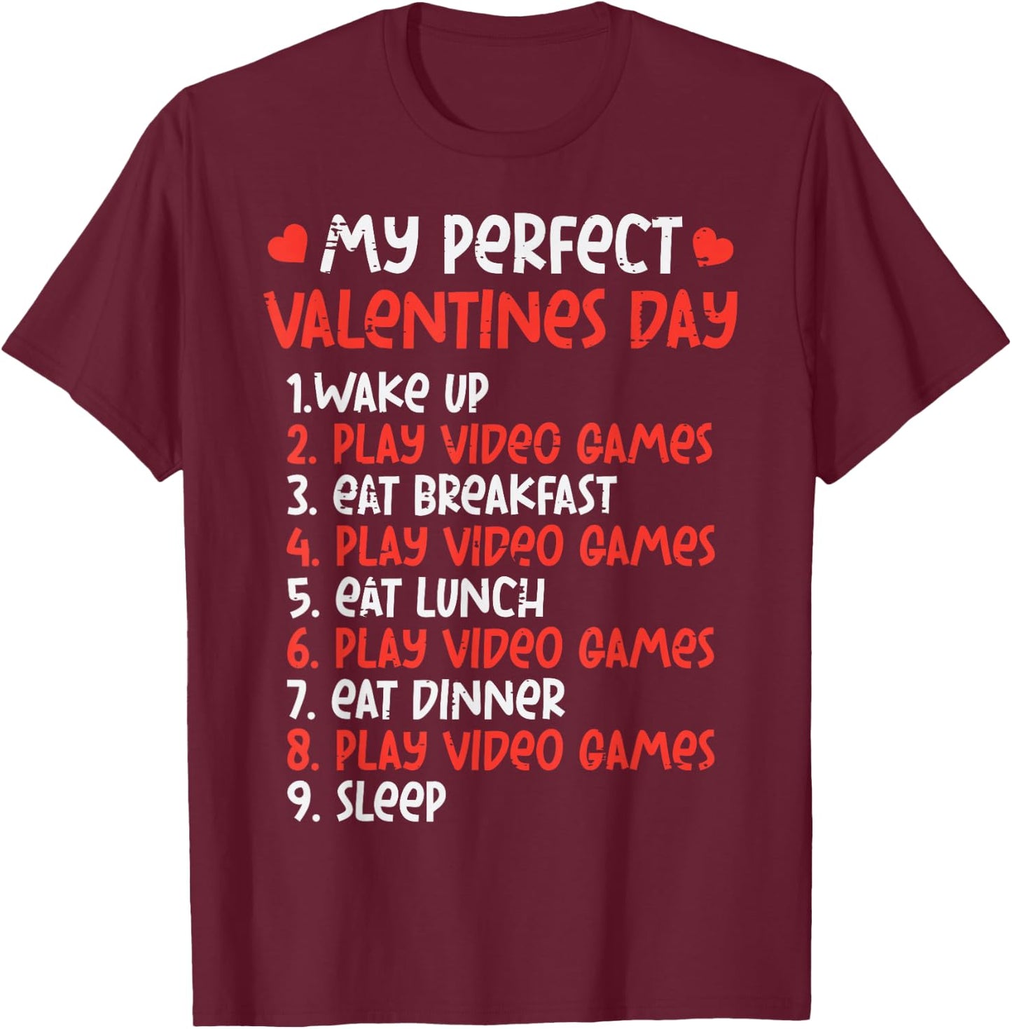 Perfect Valentines Day Play Video Games Gamer Men Boys Kids T-Shirt - T-Shirt | Maroon
