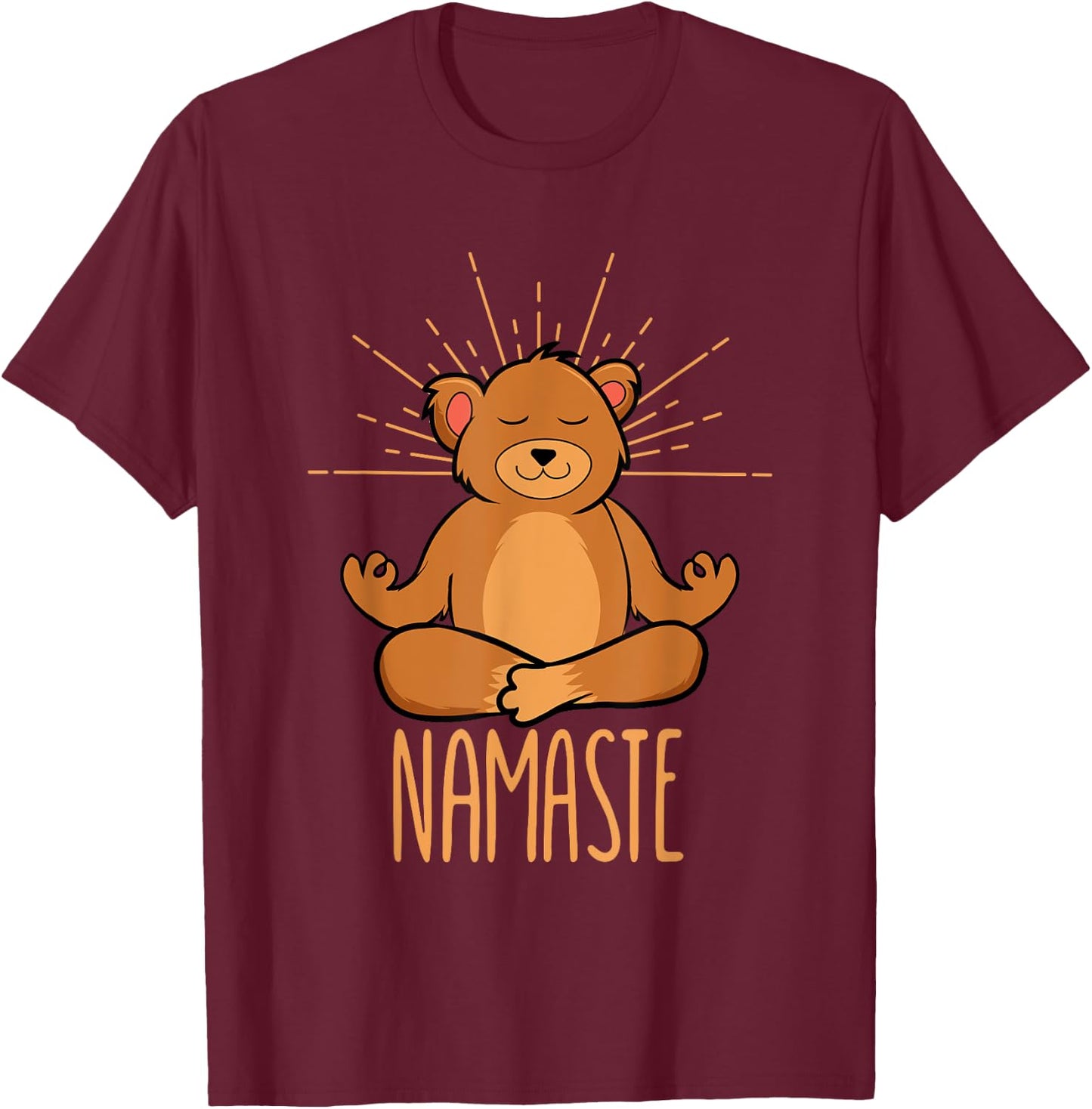 Funny Namaste Bear Meditation Yoga Pose Cute Bear Lover T-Shirt - T-Shirt | Maroon