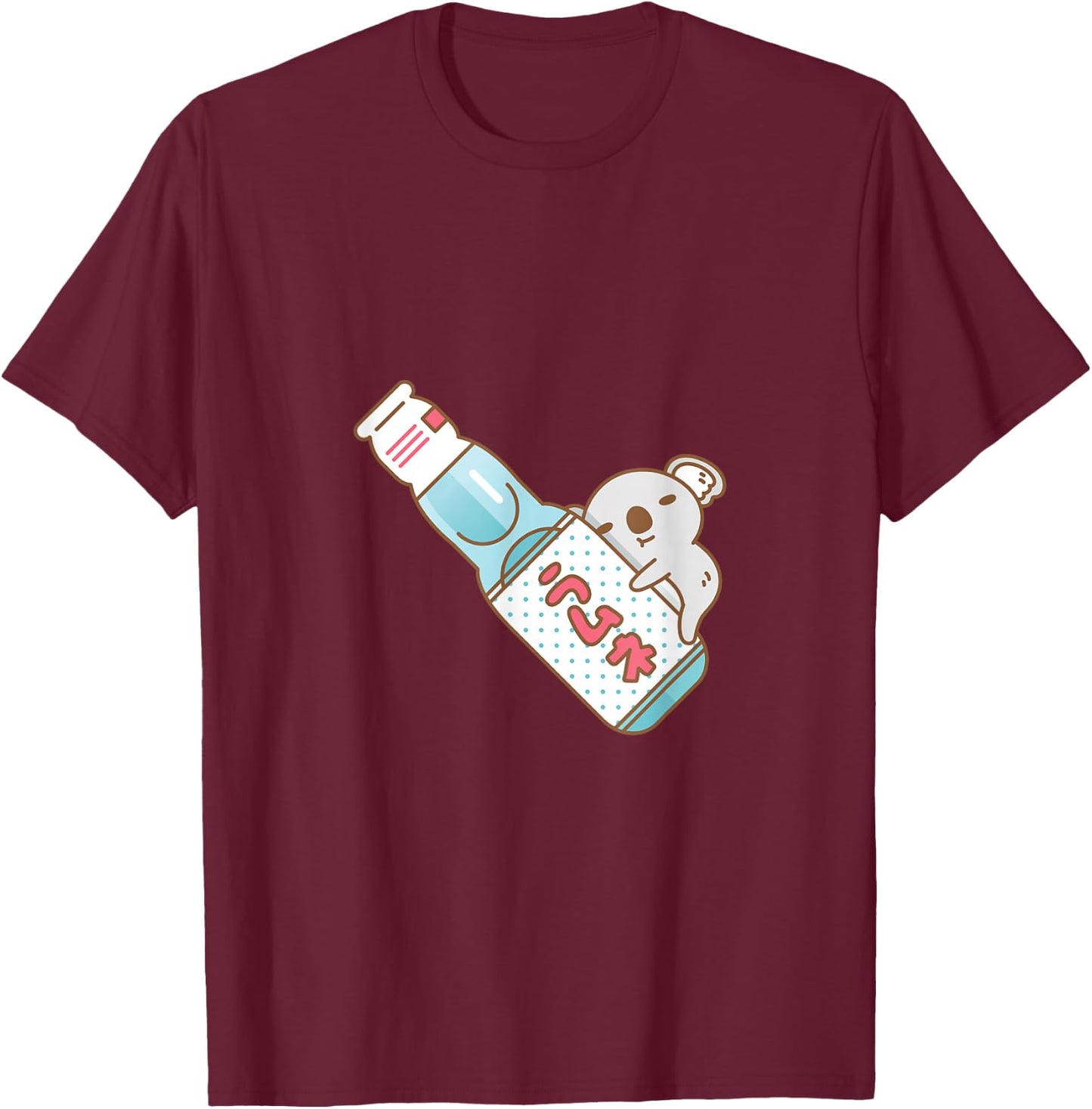 Baby Koala with Ramune japanese soda in Blue T-Shirt - T-Shirt | Maroon