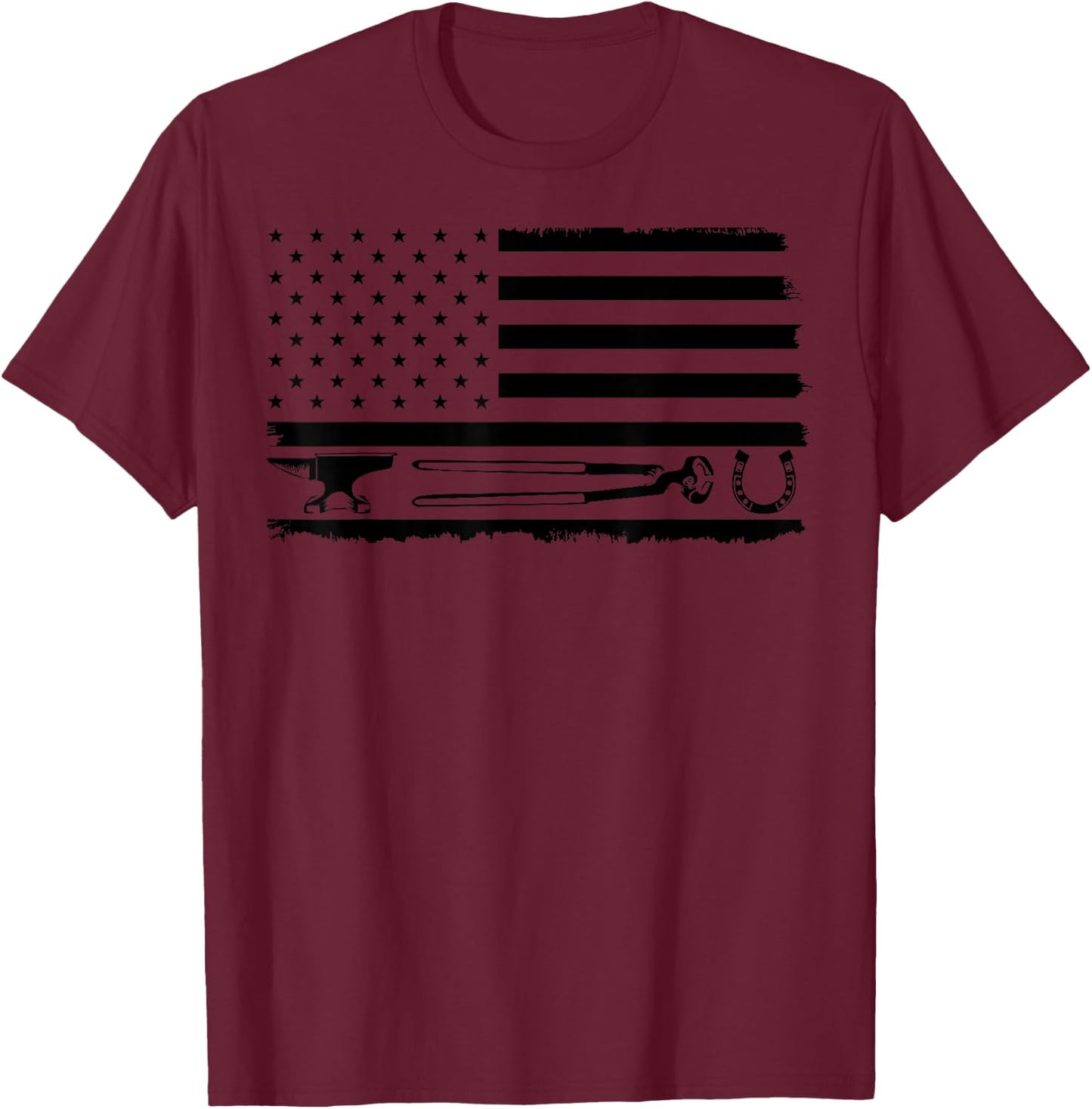 Funny Farrier Gift Cool Farrier Tools American Flag T-Shirt - T-Shirt | Maroon