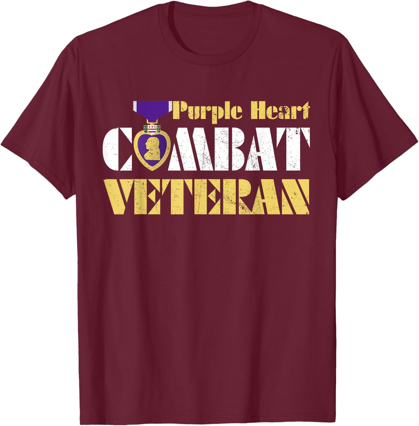 Purple Heart Combat Veteran Purple Heart Day US Military T-Shirt - T-Shirt | Maroon