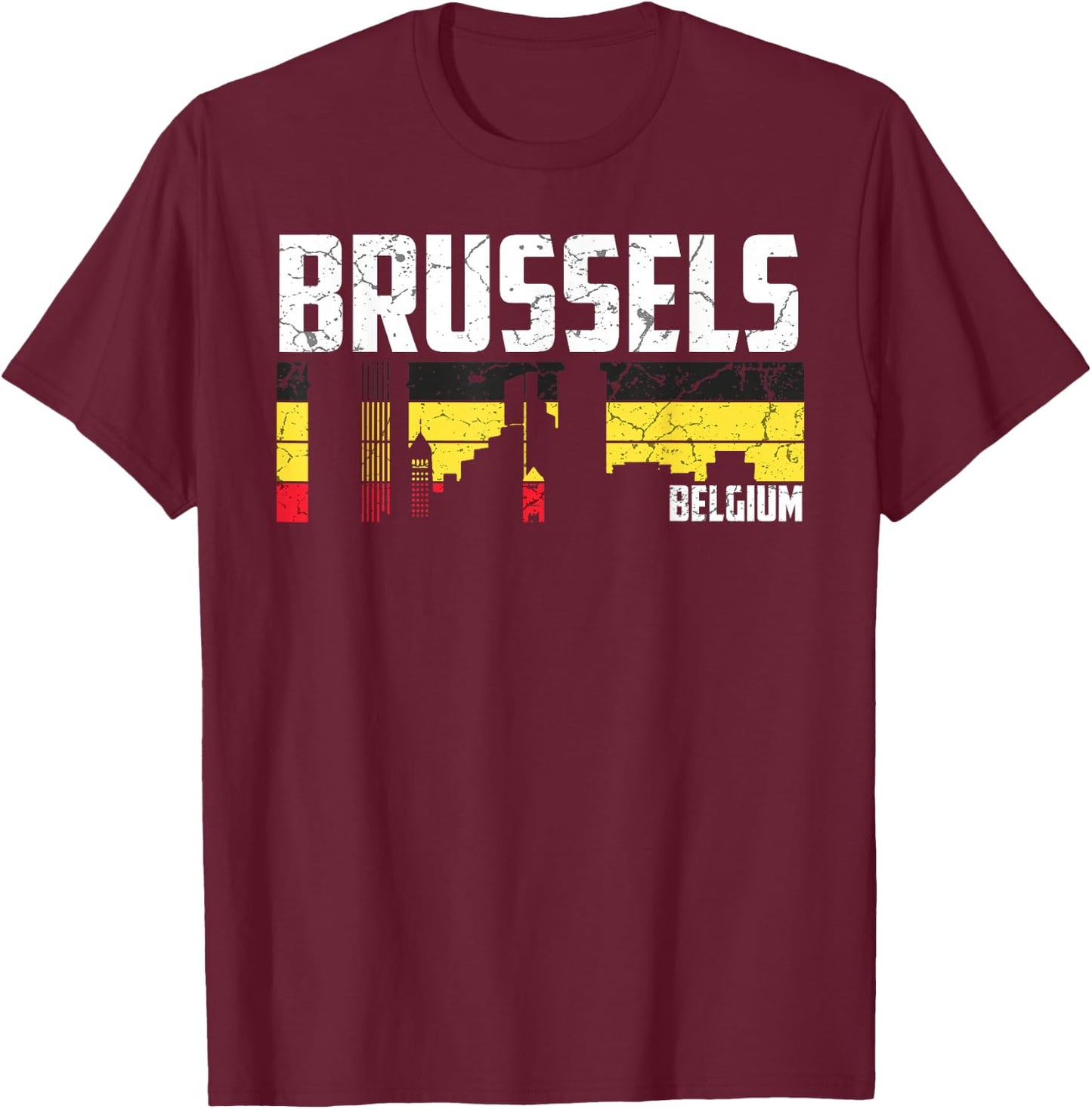 My Brussels Skyline Belgium Home City Souvenir T-Shirt - T-Shirt | Maroon