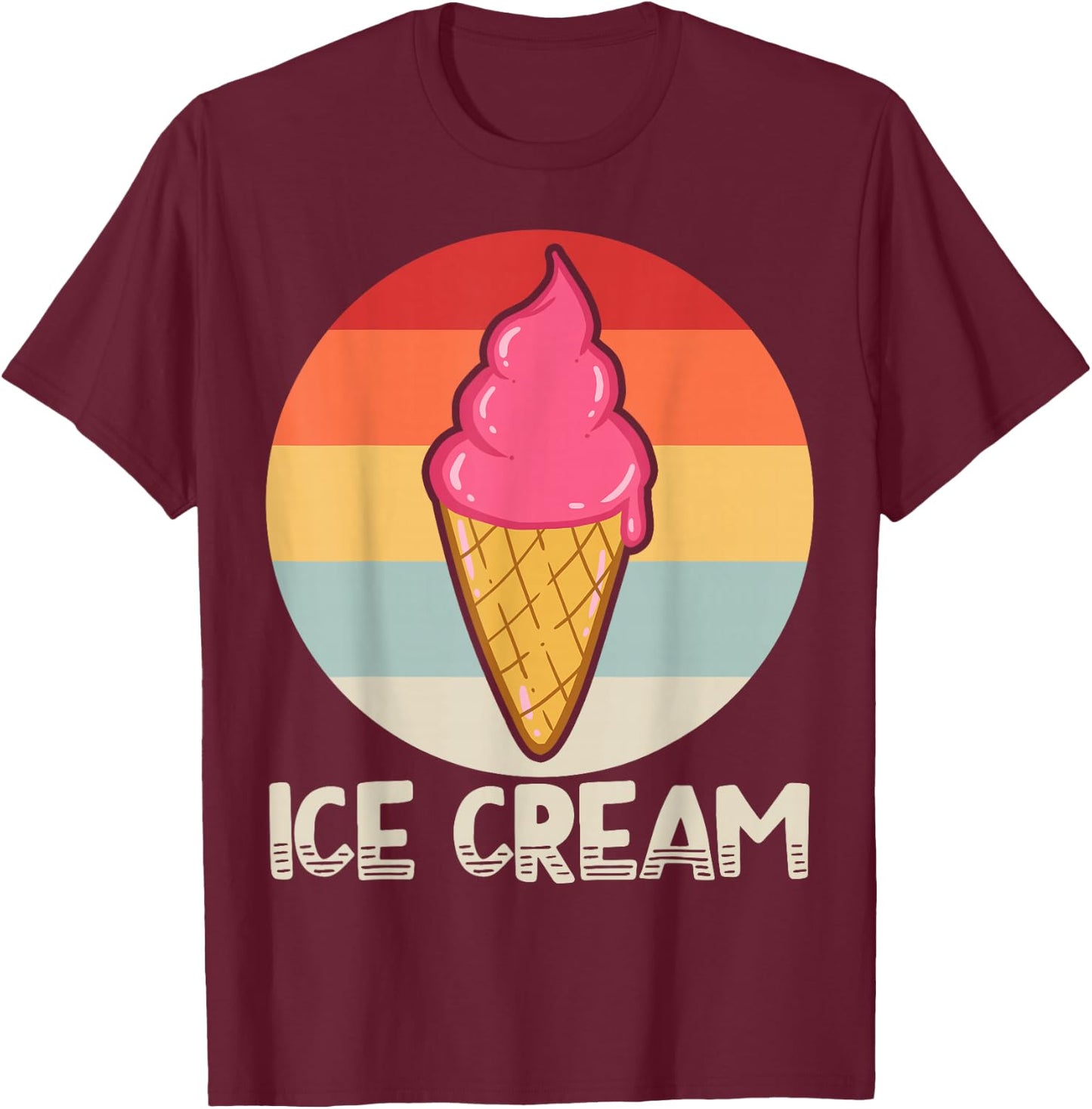 Ice Cream Retro T-Shirt - T-Shirt | Maroon