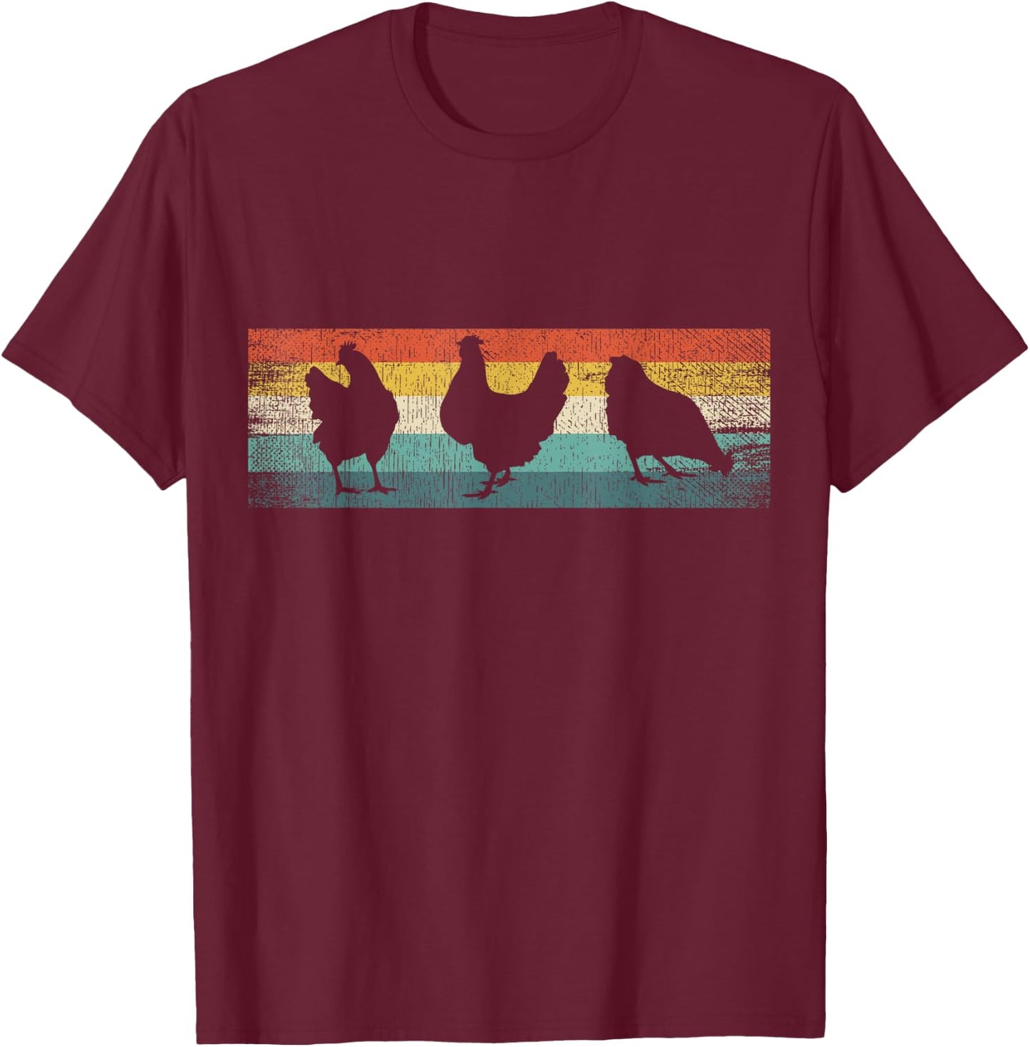 Vintage 70s 80s Retro Poultry Farmer Chicken T-Shirt - T-Shirt | Maroon