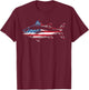 Tuna Fishing American Flag Giant Bluefin Fish Fisherman T-Shirt - T-Shirt | Maroon