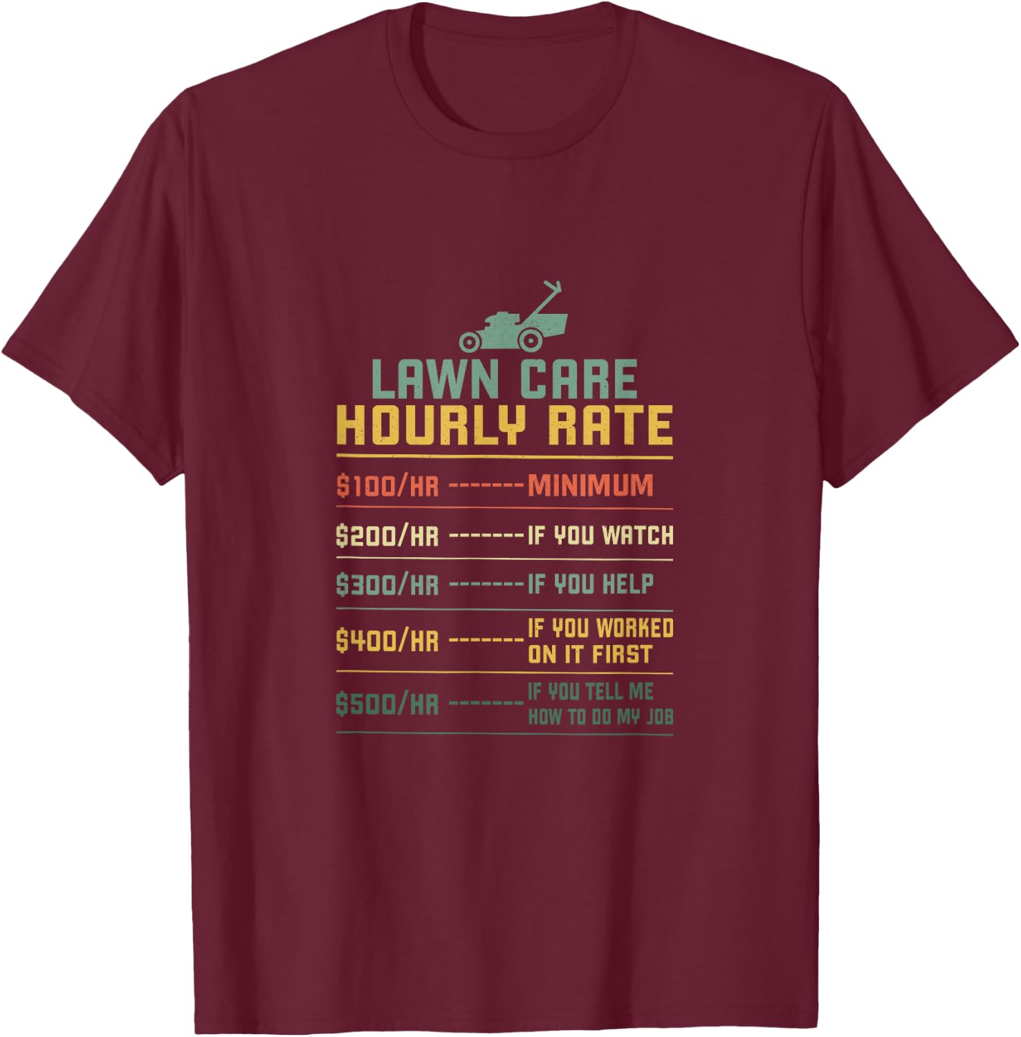 Funny Lawn Mowing Quote Lawn Care Mower Lawn Mowing T-Shirt - T-Shirt | Maroon