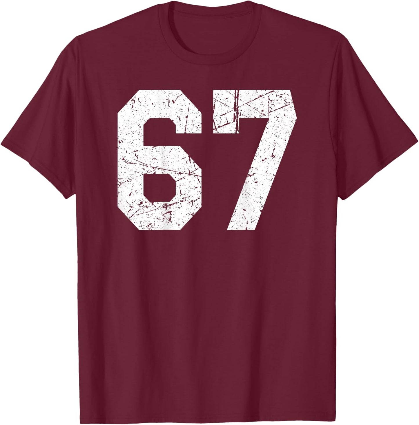 Number #67 Jersey Uniform Athletic Style Sports Graphic T-Shirt - T-Shirt | Maroon
