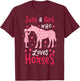 Just A Girl Who Loves Horses Cute Horse Lover Gift T-Shirt - T-Shirt | Maroon
