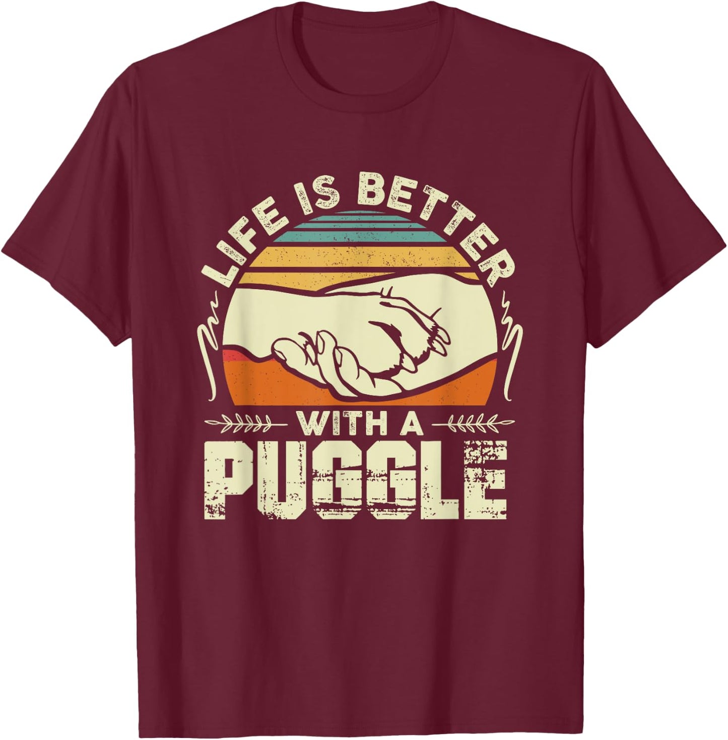 Puggle Shirt Men Women Dog Mom Dog Lover Puggle T-Shirt - T-Shirt | Maroon