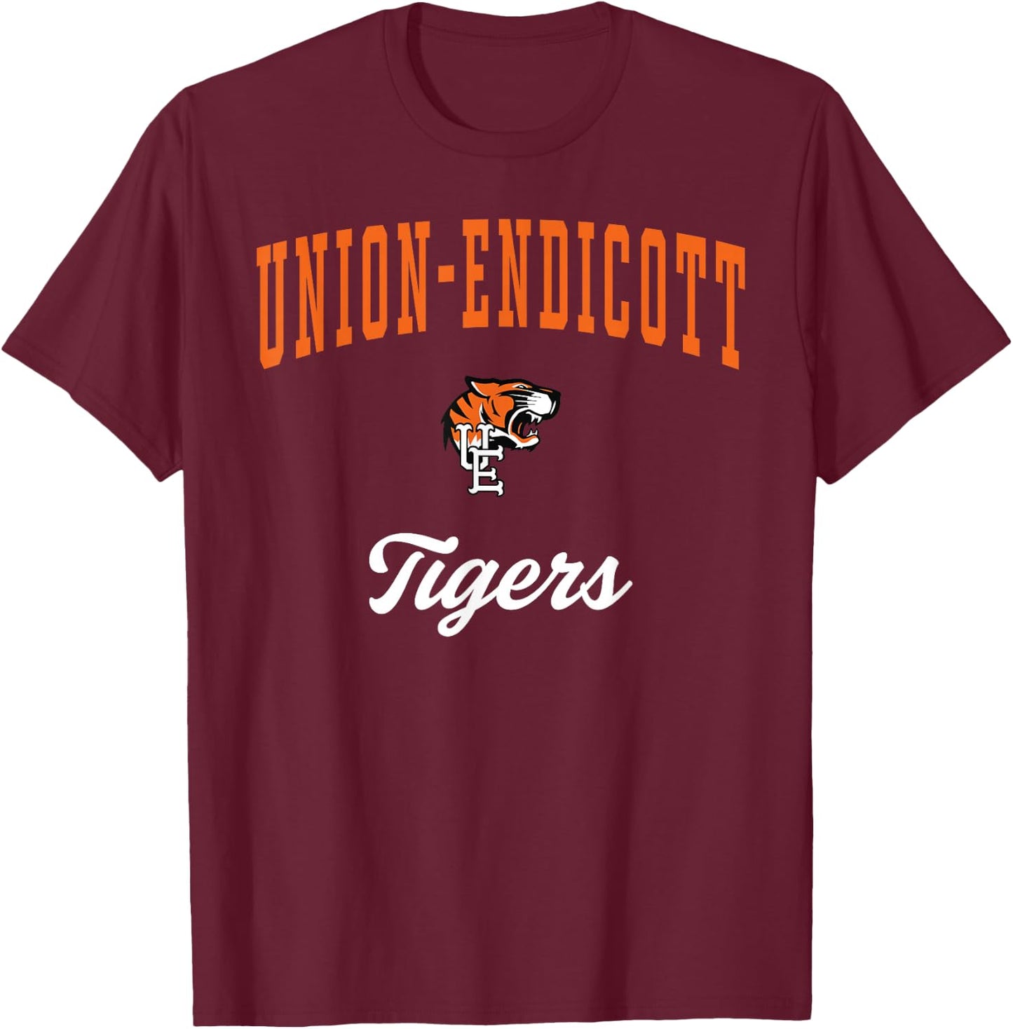 Union-Endicott High School Tigers T-Shirt - T-Shirt | Maroon