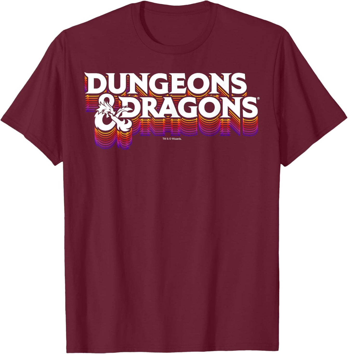 Dungeons & Dragons Retro Logo Stack T-Shirt - T-Shirt | Maroon