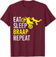 Funny Eat Sleep Braap Repeat Dirt Bike Gift T-Shirt - T-Shirt | Maroon