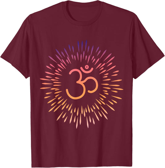 Om Symbol Aum Meditation Chakra Mindfulness Namaste Goa Yoga T-Shirt - T-Shirt | Maroon