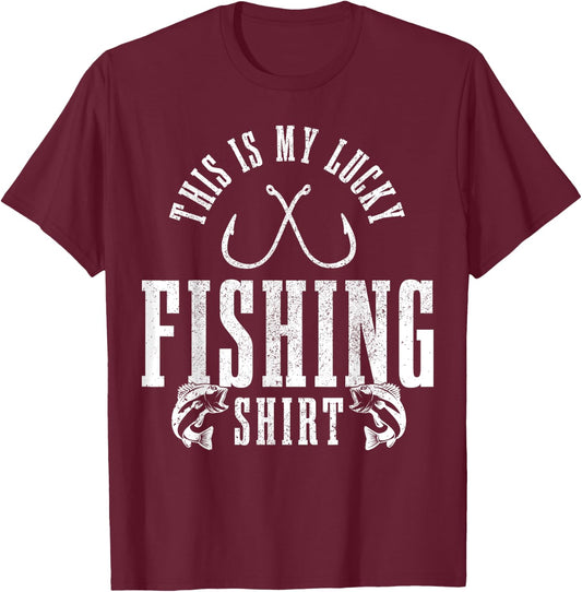 Fishing Saying Angler Gift This Is My Lucky Fishing T-Shirt - T-Shirt | Maroon