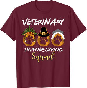 Veterinary Thanksgiving Squad Group Family Gifts T-Shirt - T-Shirt | Maroon