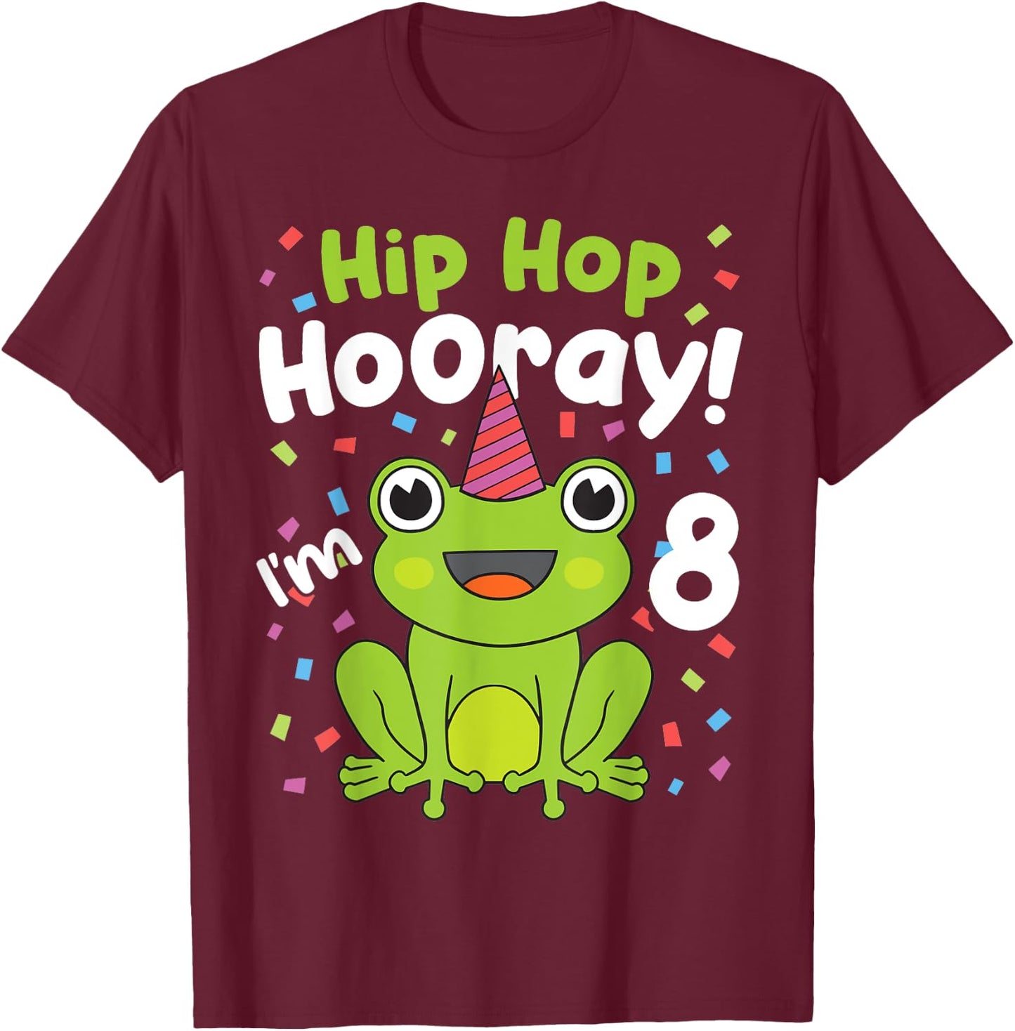 8th Birthday Boy Frog Lover 8 Year Old Funny B-Day Matching T-Shirt - T-Shirt | Maroon