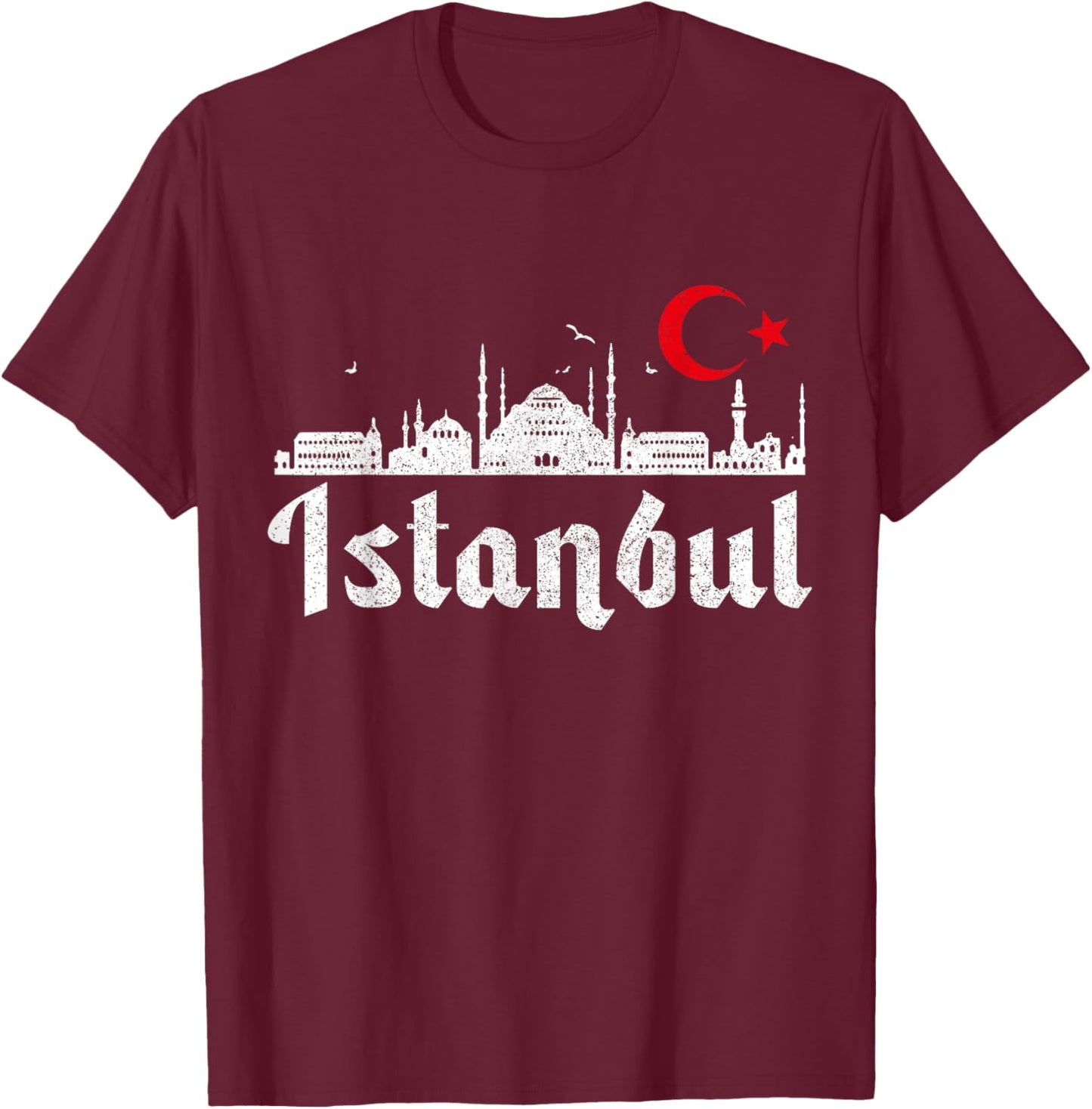 Istanbul Skyline Turkey Turkish Pride Souvenir Turkiye T-Shirt - T-Shirt | Maroon