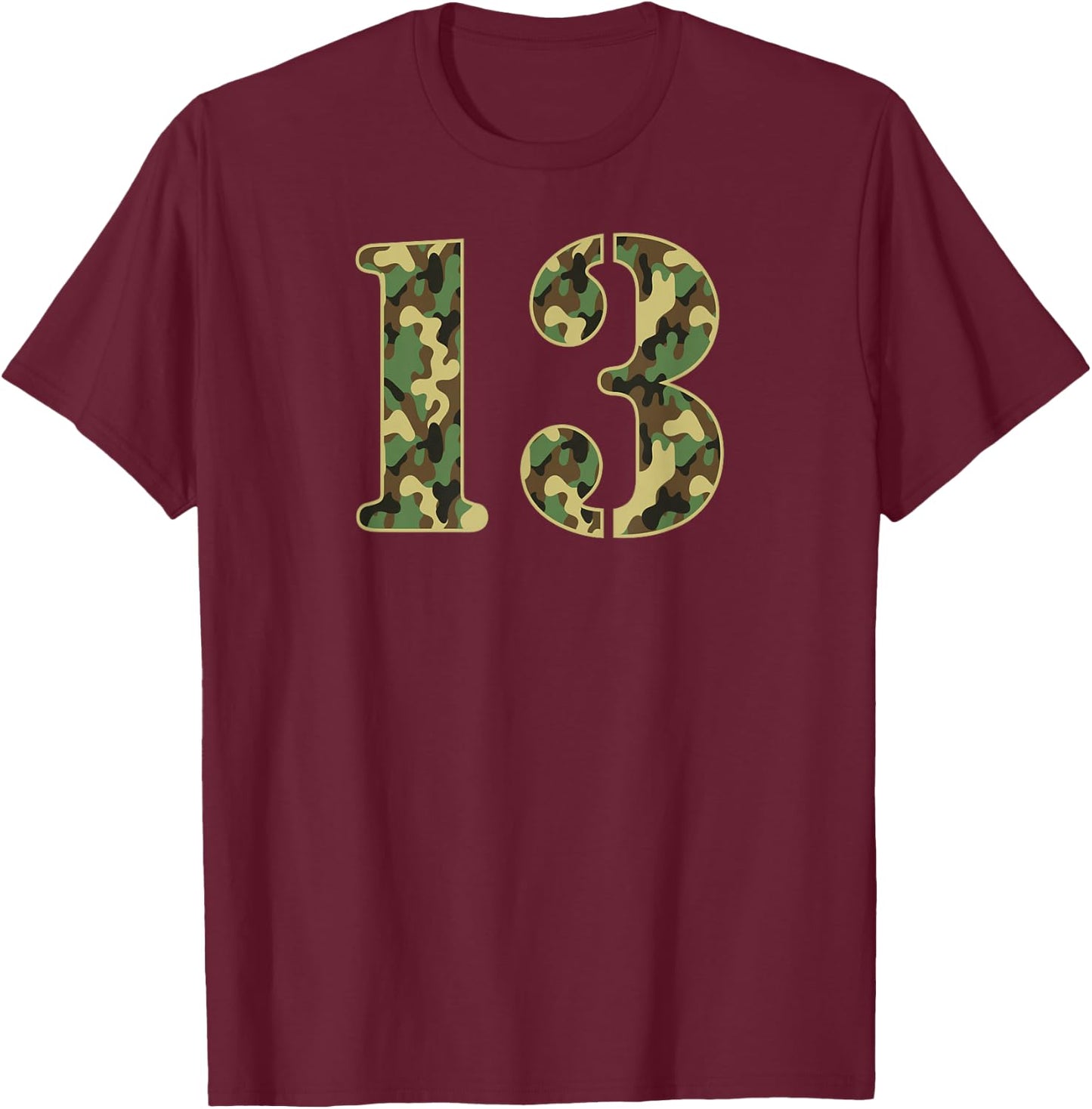 13th Birthday Soldier 13 Years Old Military Camouflage T-Shirt - T-Shirt | Maroon