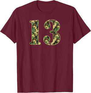 13th Birthday Soldier 13 Years Old Military Camouflage T-Shirt - T-Shirt | Maroon