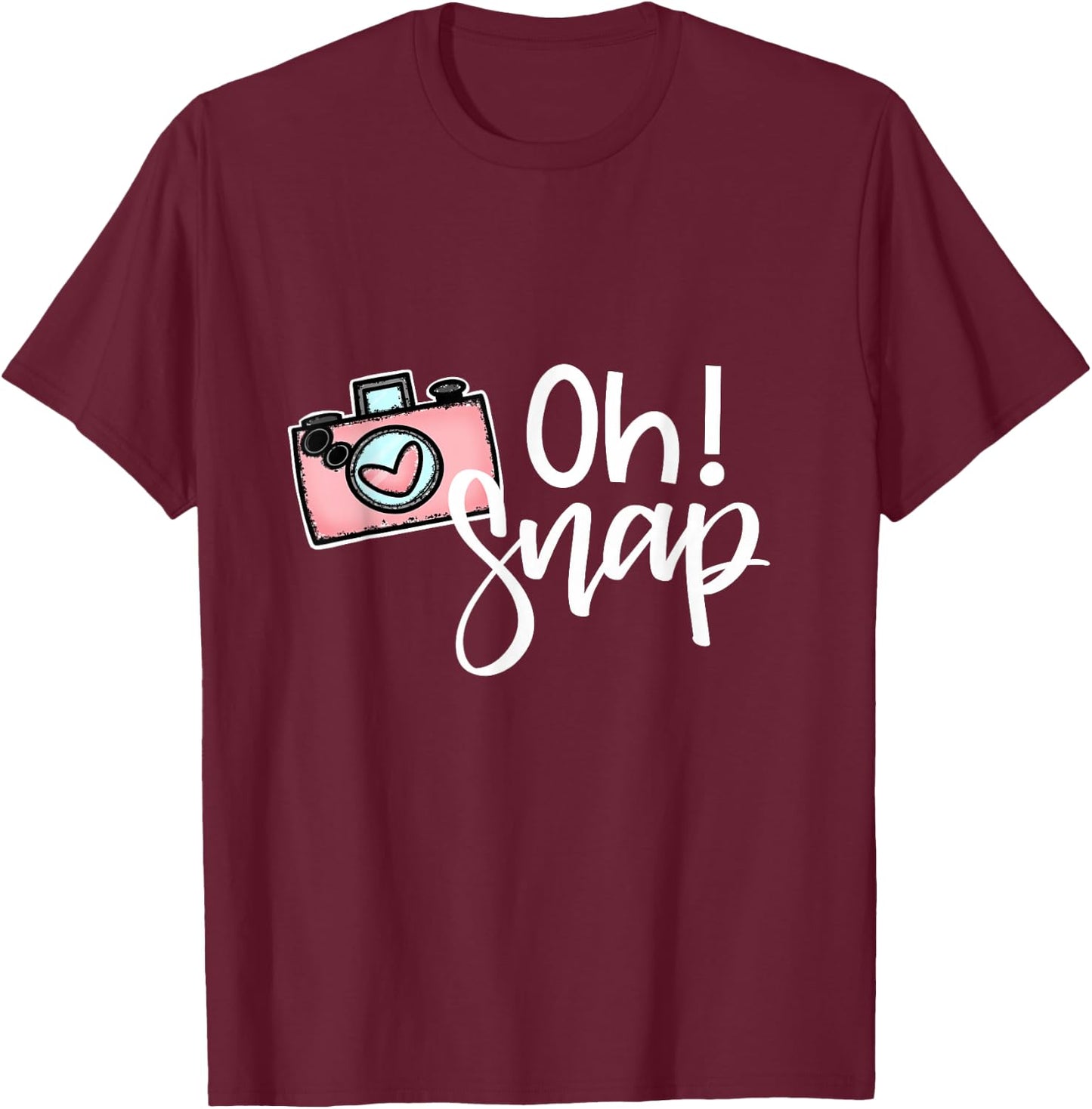 Oh! Snap with Camera Doodle Heart Gift Photographer T-Shirt - T-Shirt | Maroon