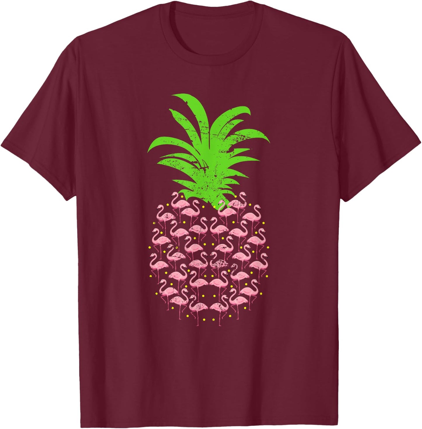 Pineapple Flamingo T-Shirt - T-Shirt | Maroon