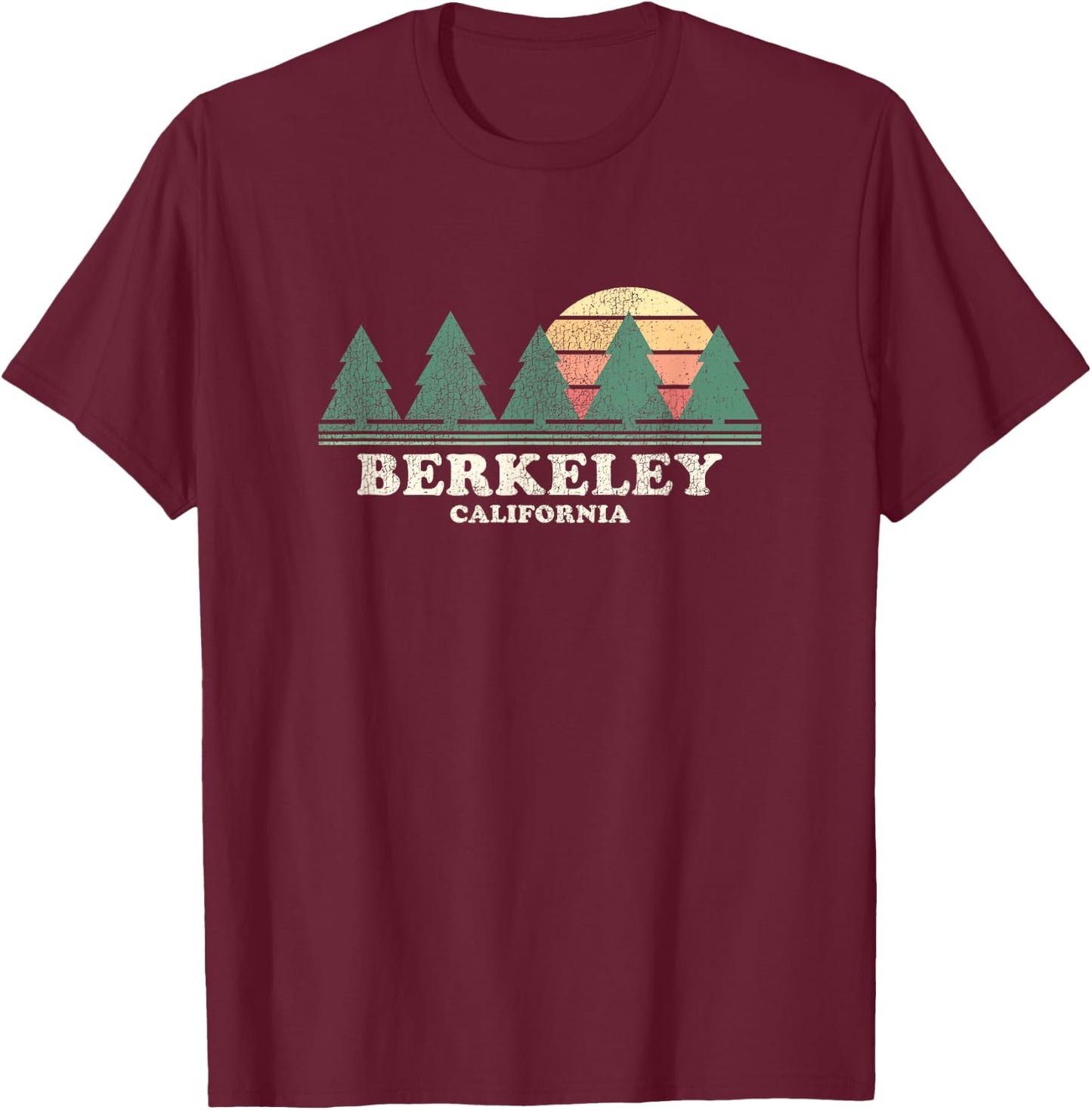 Berkeley CA Vintage Throwback Retro 70s Design T-Shirt - T-Shirt | Maroon