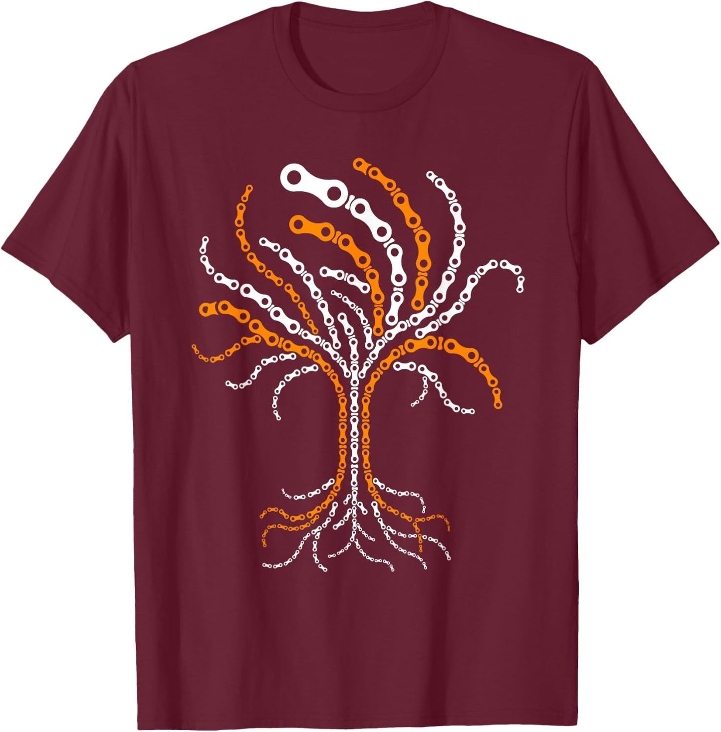 Bicycle Chains Links Bicycle Tree Chain Tree Biker MTB Bike T-Shirt - T-Shirt | Maroon