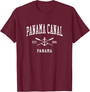 Panama Canal Vintage Crossed Oars & Boat Anchor Sports T-Shirt - T-Shirt | Maroon