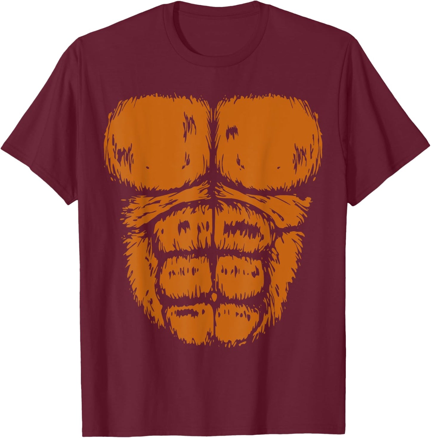 Gorilla Monkey Belly Chest Costume DIY Halloween T-Shirt - T-Shirt | Maroon