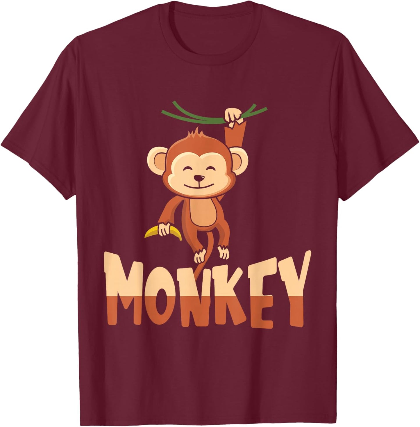Zoo Animal Toddlers Kids Gift Cute Monkey T-Shirt - T-Shirt | Maroon