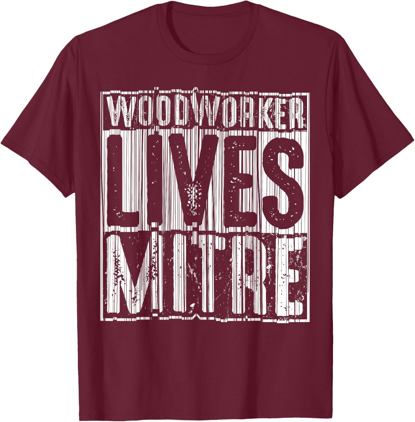 Funny Woodworker Lives Mitre Gift Cute Woodworking T-Shirt - T-Shirt | Maroon