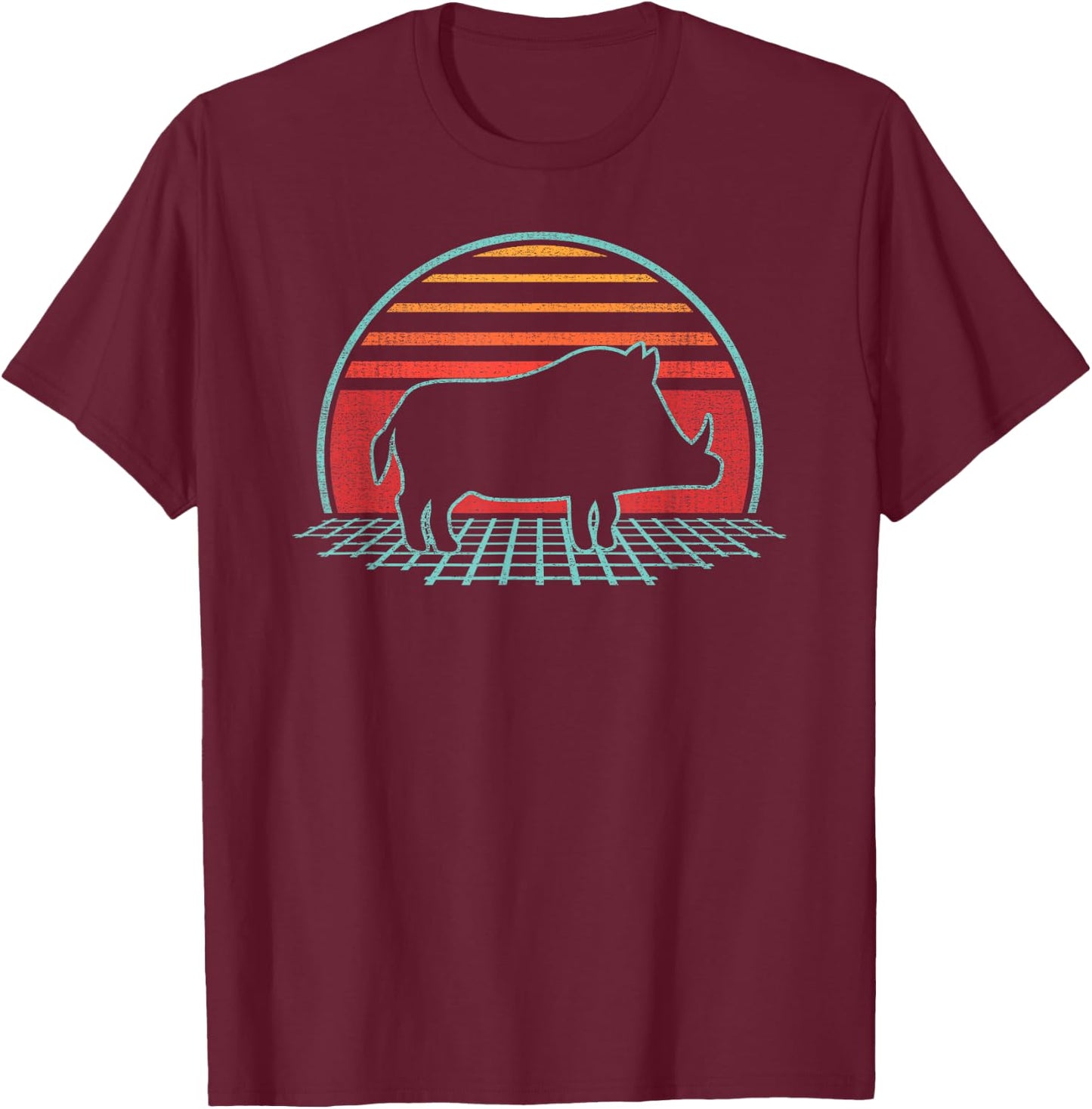 Hog Boar Hunting Retro Vintage 80s Style T-Shirt - T-Shirt | Maroon