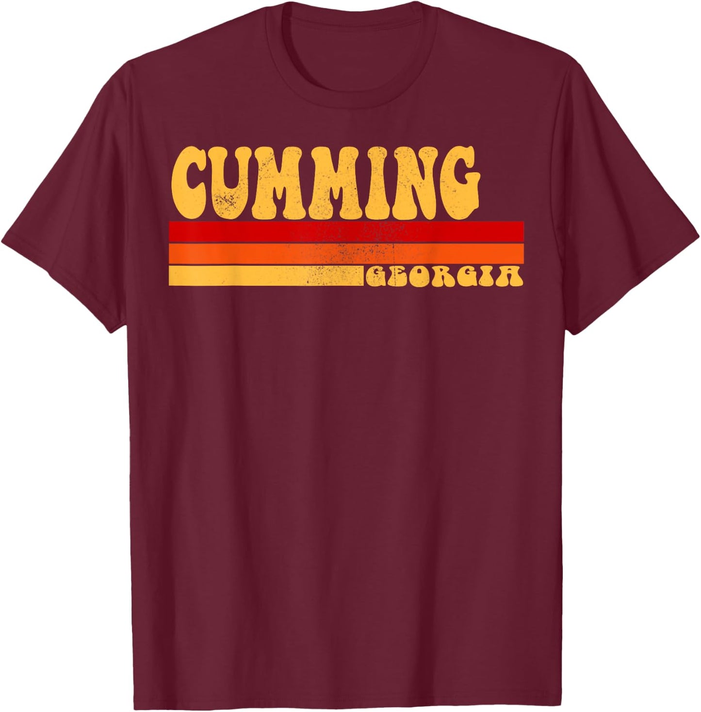 CUMMING Georgia City Vintage Roots Retro Design 70s 80s T-Shirt - T-Shirt | Maroon