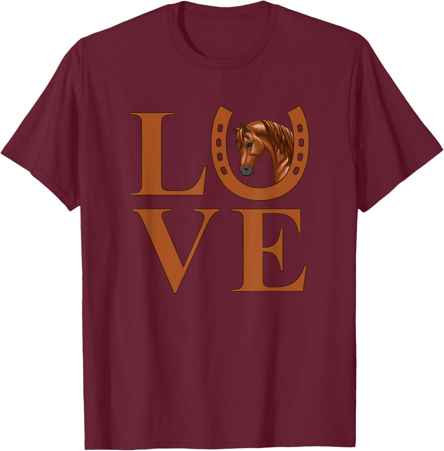 I Love Chestnut Arabian Horses T-Shirt - T-Shirt | Maroon