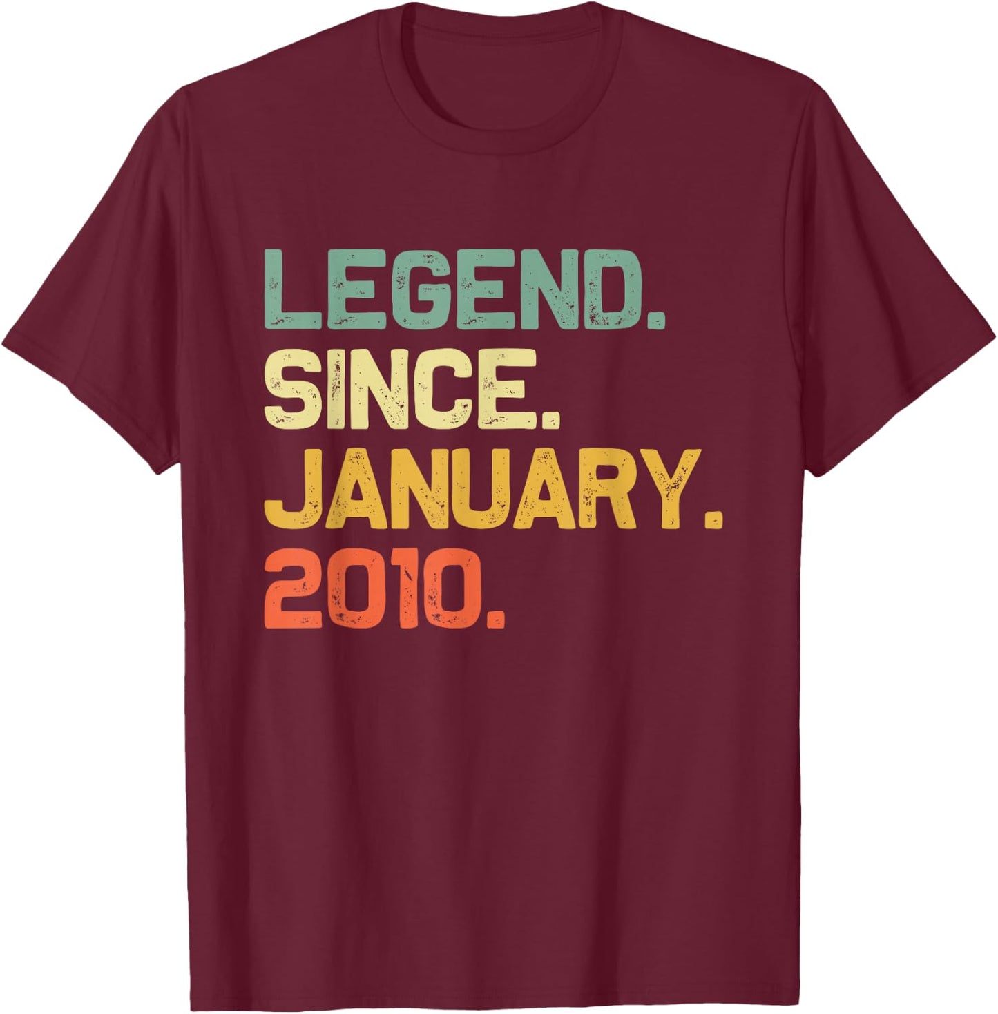Legend Since January 2010 11th Birthday Gift 11 Years Old T-Shirt - T-Shirt | Maroon