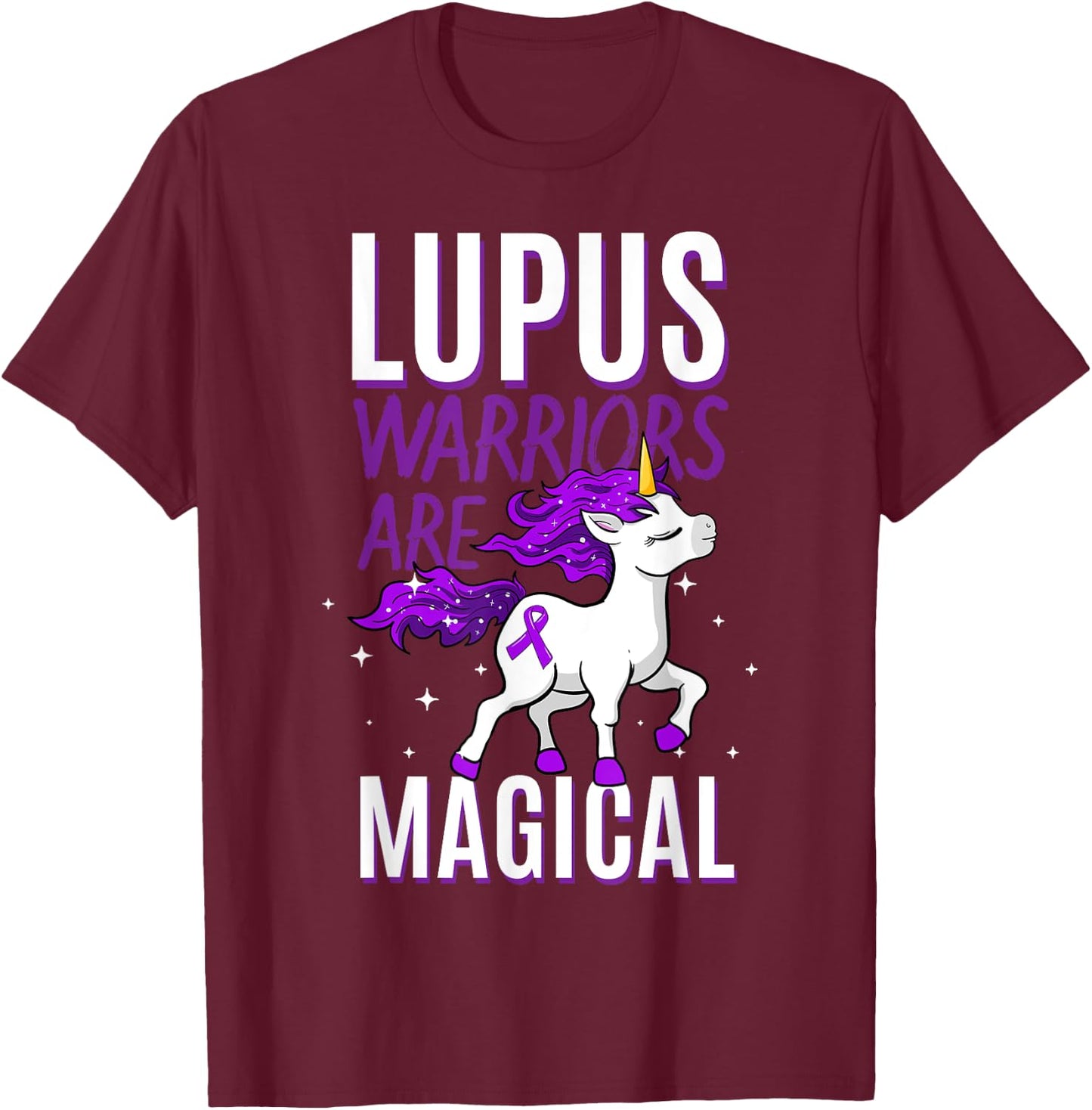 Lupus Warrior Magical Unicorn Autoimmune Disease Malar Rash T-Shirt - T-Shirt | Maroon