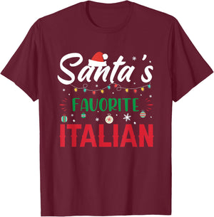 Santa's Favorite Italian Clothing Holiday Gifts Christmas T-Shirt - T-Shirt | Maroon