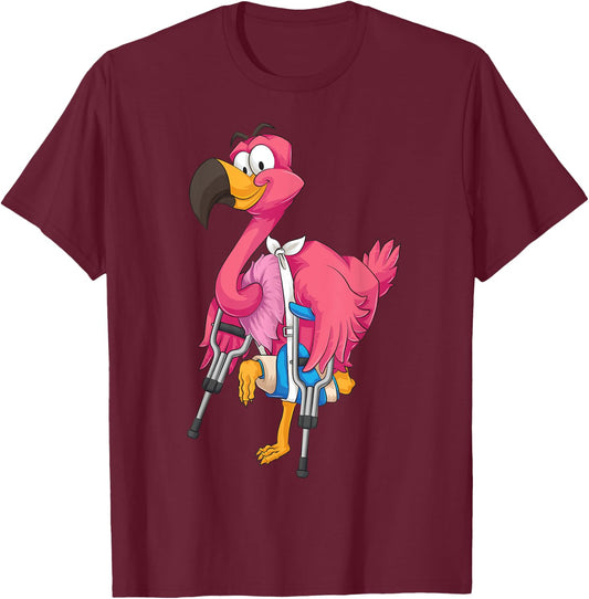 Cool Broken Leg Flamingo | Funny Fractured Shorebird Gift T-Shirt - T-Shirt | Maroon