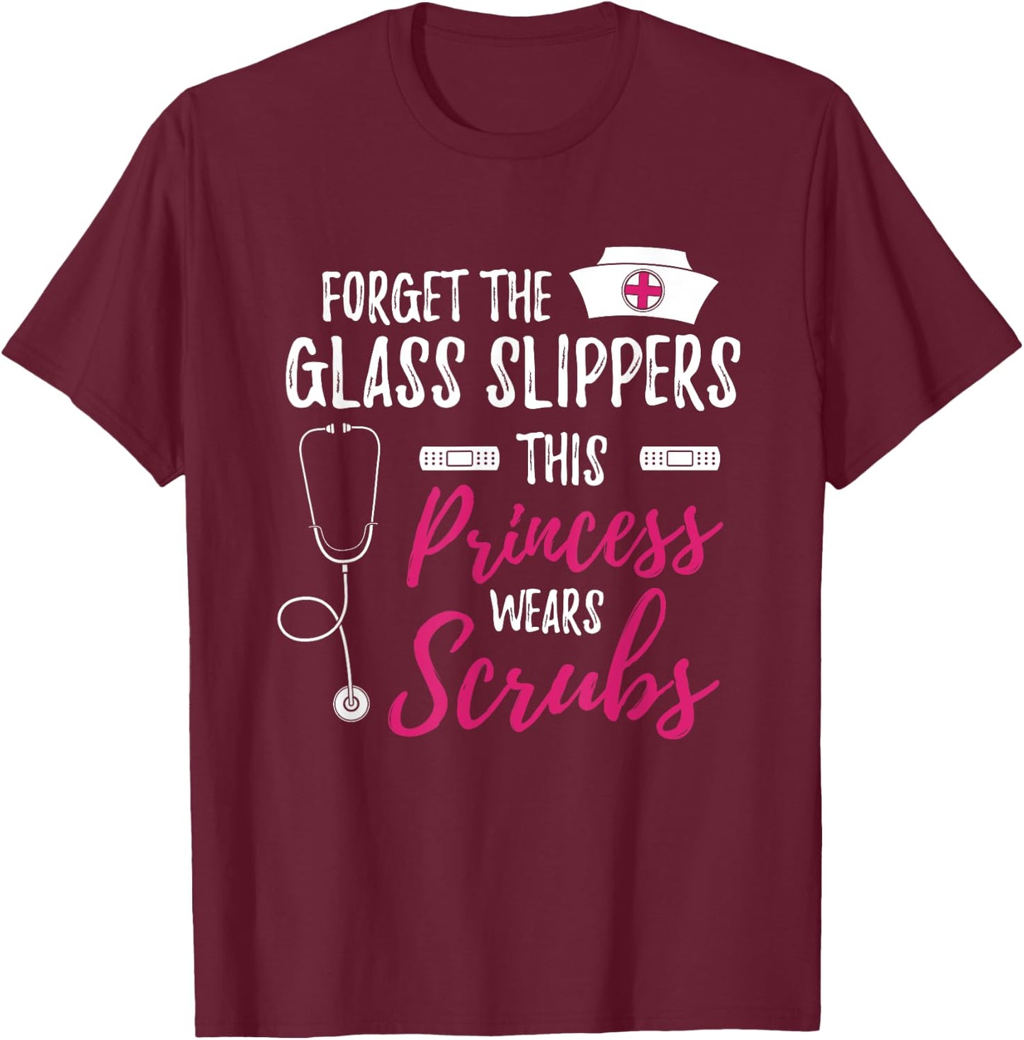 Medical Nursery Hospital Healthcare Stethoscope Funny Nurse T-Shirt - T-Shirt | Maroon