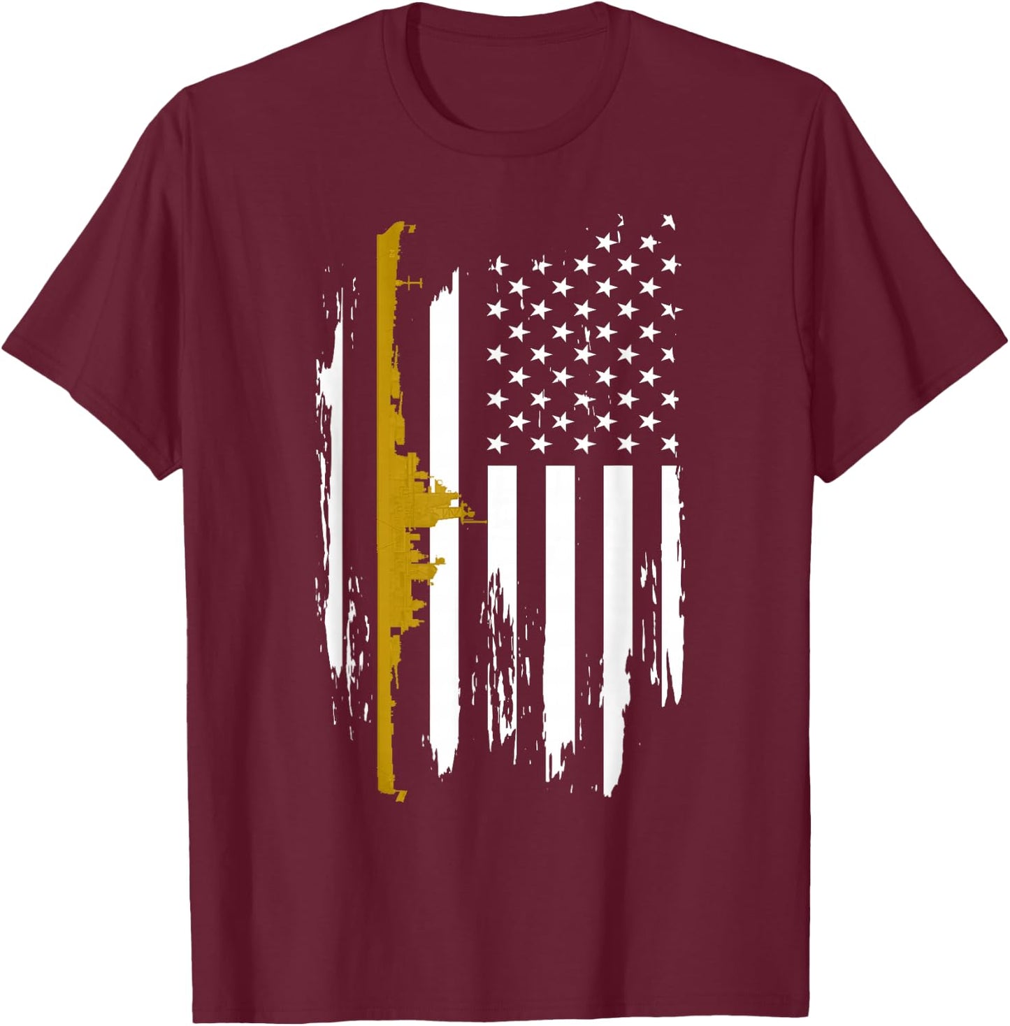 USS Wisconsin BB-64 Battleship Vintage American Flag Women Men T-Shirt - T-Shirt | Maroon