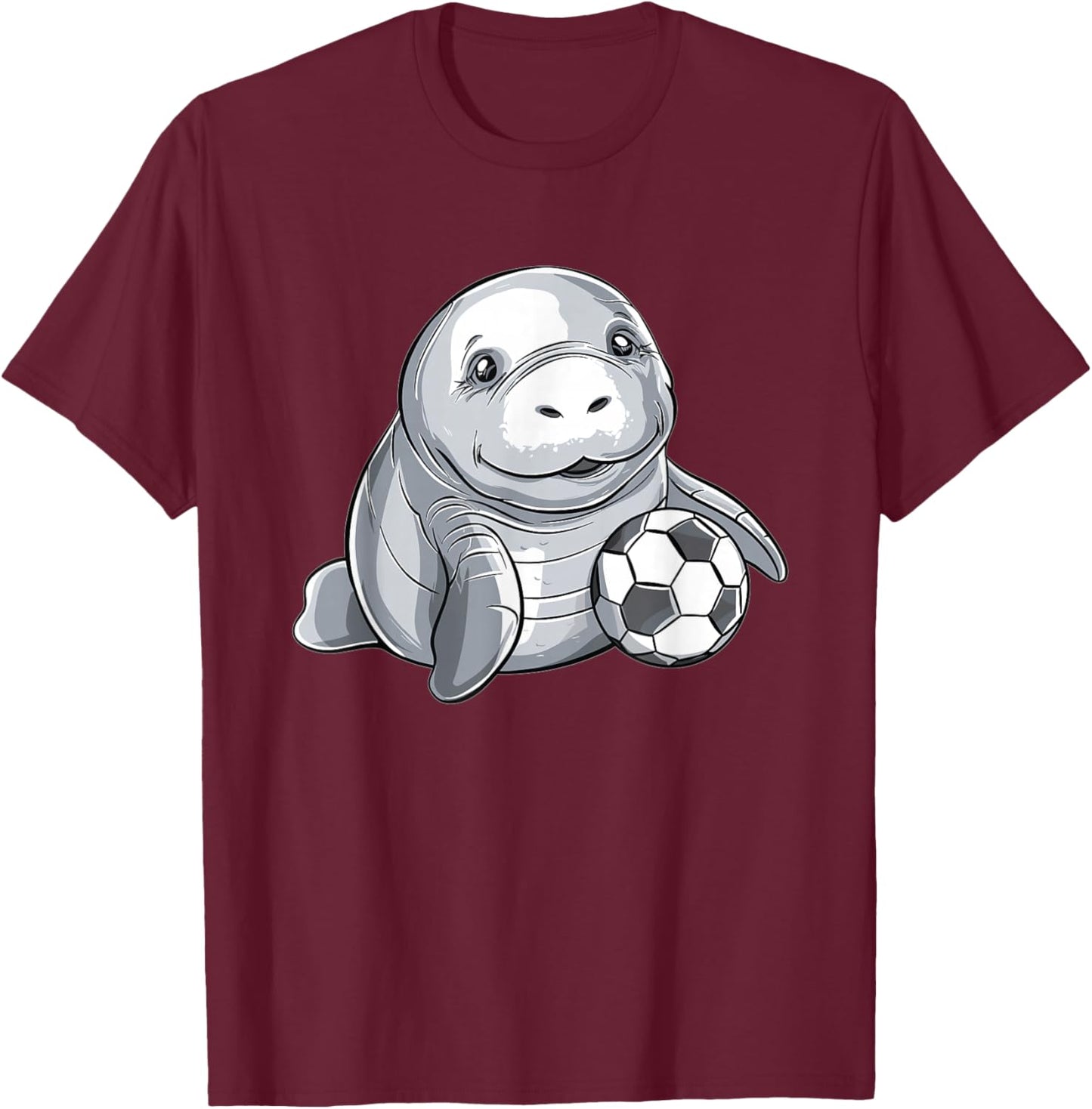 Cute Soccer Manatee T-Shirt - T-Shirt | Maroon